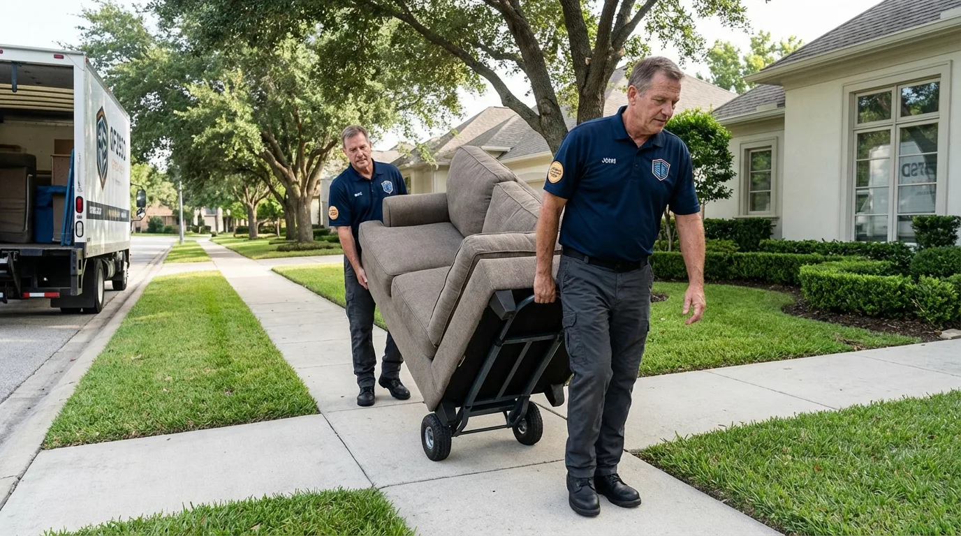 Local residential moving crew loading furniture in Burlington, KS
