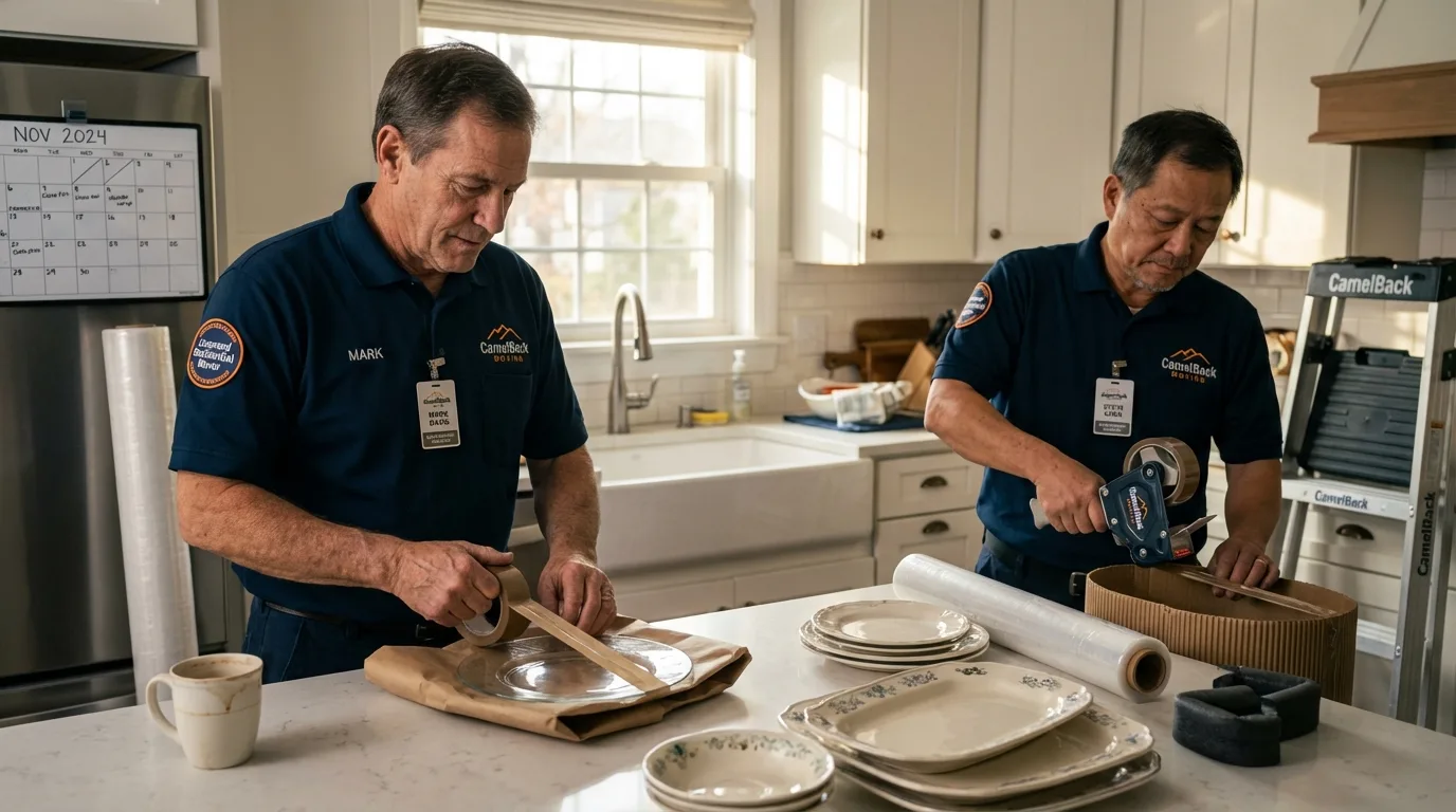 Professional crew packing kitchen dishware in Burlington, KS